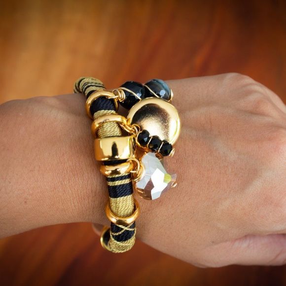 Handmade colorful bracelet gold plated and leather new - Picture 5 of 5